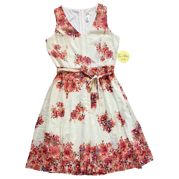 Emma & Michele Dresses & Skirts - Emma & Michele Dress Pink and Purple Floral Design Tie Waist NWT Womens Size 10